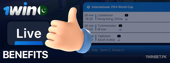 Advantages of live betting at 1Win Pakistan